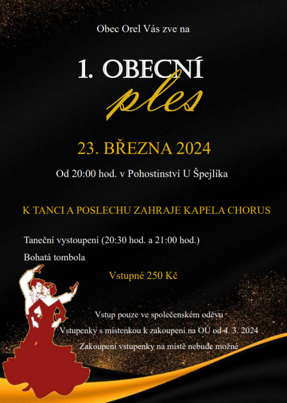 1.Obecní ples v Orli - plakát