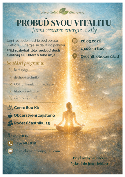 Akci pořádá Daniela Hainová - lektorka jógy v Orli